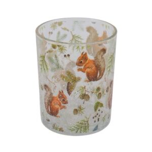 Geh.22501269 Üveg mécsestartó 10x10x12,5 cm, mókusos 142289677 - Mécsestartó