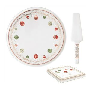 R2S.1112CEVE Porcelán tortatál lapáttal, 32cm, dobozban, Christmas Eve 142289755 - Tálalás