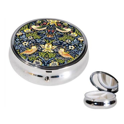 FRI.19961 Gyógyszeres fémdoboz 3 fakkos 6x2,1cm, William Morris: The strawberry tief 142289792