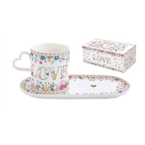 R2S.3114MAMO Porcelánbögre 320ml, porcelántálcán 23x12cm, dobozban,Mon Amour 142289858