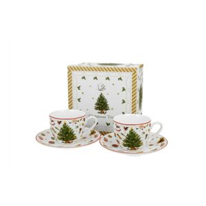 D.G.51414 Porceláncsésze+alj, 90ml, 2 személyes, dobozban, Christmas Tree 142289865 - Tálalás