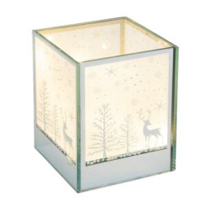 Geh.22504128 Ezüst színű LED-es átvilágítós üveg 10x10x12cm 142289878 - Gyertyatartó