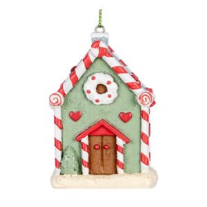 CLEEF.6PR5324 Zöld mézeskalács házikó 6x4x8cm, műanyag dekorfigura függődísz 142289902 - Karácsony