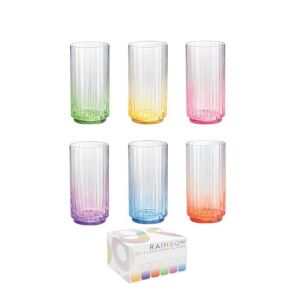 R2S.4009RAIB Üveg vizespohárszett 6 db-os, színes, 500ml, dobozban, Rainbow 142289904 - Vizespohár