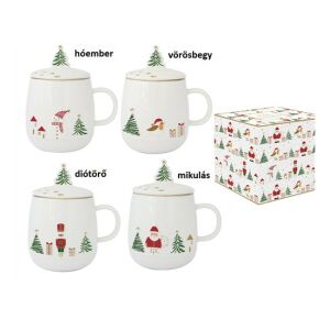 R2S.1335LSNO Porcelán szűrősbögre tetővel, 450ml, dobozban, Let it Snow 142289949 - Bögre