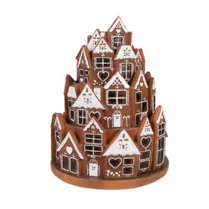 CLEEF.6PR4345 Mézeskalács házikók LED-es, kör alakban, 21x26cm, műanyag 142290000 - Karácsony