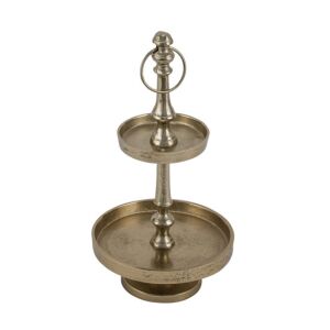 Geh.22405401 Alumínium 2 emeletes kínáló állvány arany színű, 16x16x29cm 142290030 - Kínáló tál