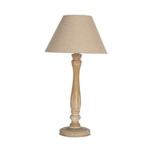 CLEEF.6LMC0104 Asztali lámpa, világos barna fa lámpatest+natúr lámpabúra, 26x50cm 142290047 - Asztali lámpa