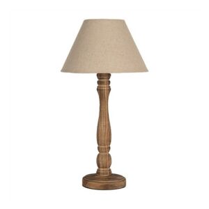 CLEEF.6LMC0105 Asztali lámpa, barna fa lámpatest+natúr lámpabúra, 26x50cm 142290056 - Asztali lámpa