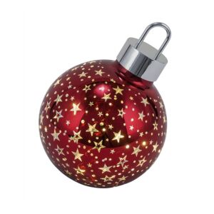 Geh.22405394 Csillagos piros üveggömb LED-es átvilágítós, 15x15x19cm 142290064 - Karácsony