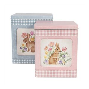CLEEF.6Y5508 Nyuszis fémdobozszett, kék-rózsaszín, 21x15x25/18x13x22cm 142290126 - Ételtárolás