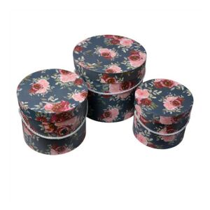 CLEEF.65456 Rózsaszín rózsás kerek kartondobozszett 3 részes, 23x20/20x17/17x14cm 142290142 - Művészet & Hobbi