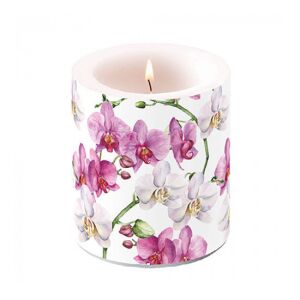 AMB.19319605 Elegant orchids white átvilágítós gyertya 10x10cm 142290180 - Gyertya