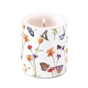 AMB.19319335 Butterfly garden white átvilágítós gyertya 10x10cm 142290212 - Gyertya