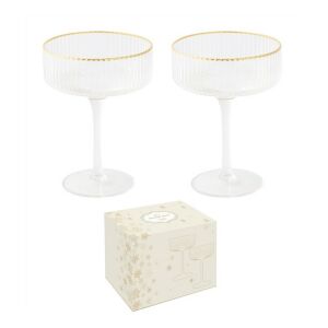 R2S.1436ORO Bordás üvegpohár arany szegéllyel 250ml, pezsgős, 2db-os szett, dobozban, Gold 142290238 - Pohár