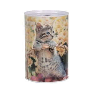 CLEEF.6BL0162 Persely fémdoboz 10x15cm, cica kosárban 142290281 - Persely