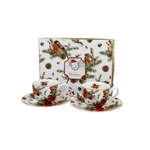 D.G.52985 Porceláncsésze+alj, 90ml, 2 személyes, dobozban, Christmas Birds 142290286 - Tálalás