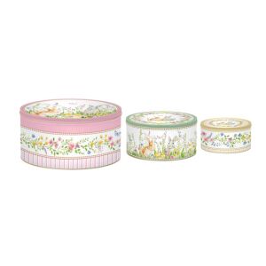 R2S.099EAST Fémdoboz 3 db-os szett kerek,19,5x8/16,5x7,5/13,5x6,5cm, Happy Easter 142290293 - Ételtárolás