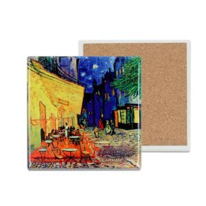 H.C.008-2050B Kerámia alátét, alján parafa bevonattal, 10,8x10,8cm, Van Gogh: Kávéház éjjel 142290295 - Tányéralátét