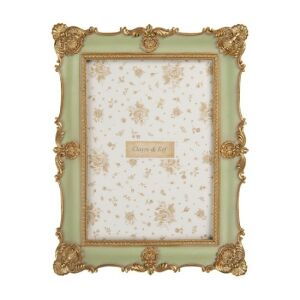 CLEEF.2F1354M Zöld képkeret barokkos aranydíszítéssel, 18x2x23/13x18cm, műanyag 142290318 - Képkeret