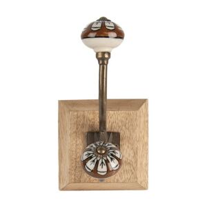 CLEEF.6H2395 Falifogas fa hátlappal, kerámiagombos, fém akasztóval, 10x11x18cm 142290330 - Fogas