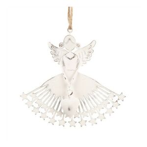 CLEEF.6Y5555 Csillagszoknyás angyallány, 13x12cm, fehér fém függődísz 142290332 - Karácsony