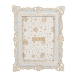 CLEEF.2F1355M Kék képkeret barokkos fehér díszítéssel, 18x3x23/13x18cm, műanyag 142290348 - Képkeret