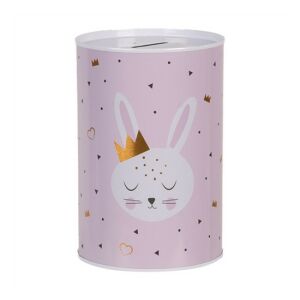 CLEEF.6BL0164 Persely fémdoboz 10x15cm, koronás nyuszi 142290381 - Persely