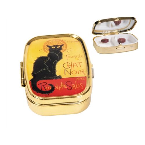 FRI.18246 Gyógyszeres fémdoboz 2 fakkos, 5,1x1,8x3,6cm, Chat Noir 142290386
