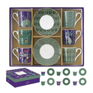 R2S.126IMPP Porcelán eszpresszócsésze+alj 6 személyes, 100ml, dobozban, Imperial Peacock, Coffee Mania 142290410 - Tálalás