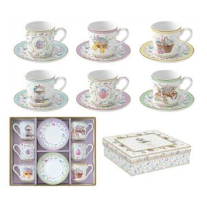 R2S.126SPBL Porcelán eszpresszócsésze+alj 6 személyes, 100ml, dobozban, Coffee Mania, Spring Bloom 142290431 - Tálalás