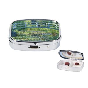 FRI.18258 Gyógyszeres fémdoboz 2 fakkos, 5,1x1,8x3,6cm, Monet:Híd atavirózsák felett 142290986 - Otthoni betegápolás