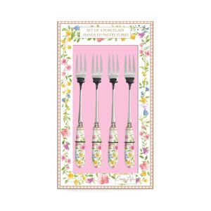 R2S.969EAST Rozsdamentes süteményes villaszett 4 db-os, porcelánnyéllel, Happy easter 142291016 - Evőeszköz készlet