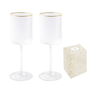 R2S.1435ORO Bordás üvegpohár arany szegéllyel 300ml, boros, 2db-os szett, dobozban, Gold 142291052 - Pohár