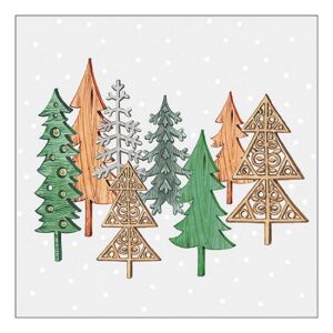 AMB.33319980 Wood carved trees grey papírszalvéta 33x33cm, 20db-os 142291068 - Szalvéta