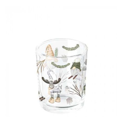 AMB.37320190 Forest gnomes white üveg mécsestartó 5,5x6cm 142291074