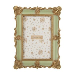 CLEEF.2F1354S Zöld képkeret barokkos aranydíszítéssel, 15x2x21/10x15cm, műanyag 142291114 - Képkeret