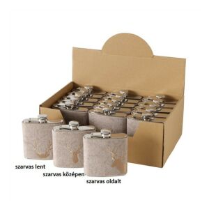 B.G.2052192 Szarvasos laposüveg 170ml, fém, textil bevonattal 142291149 - Flaska