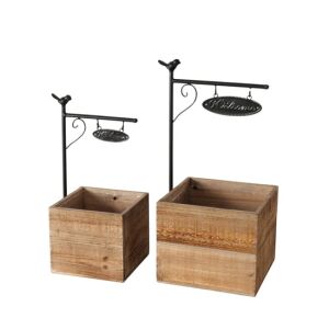 B.G.2057825 Welcome virágláda szett faés fém, 21x20x45/26x21x55cm, Aneta 142291153 - Virágláda