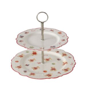 B.G.2059218 Porcelán süteménykínáló 2 emeletes, 23,5x27cm, piros pulcsis macival, Bailey 142291165 - Tálalás