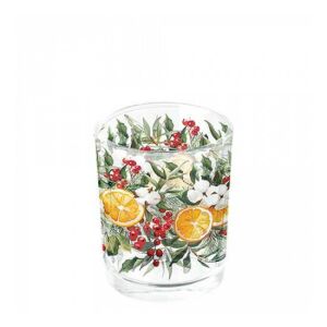 AMB.37319935 Winter Oranges üveg mécsestartó 5,5x6cm 142291195 - Mécsestartó