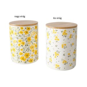 B.G.2043362 Kerámia konyhai tároló fatetővel, 12x16cm, sárga virágos 142291220 - Konyha & Étkezés