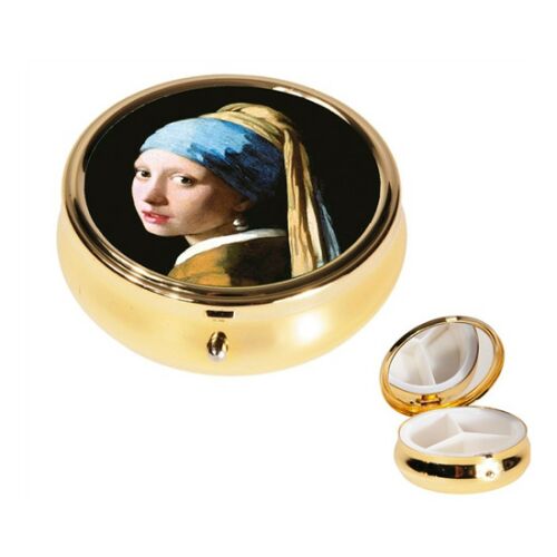 FRI.19943 Gyógyszeres fémdoboz 3 fakkos 6x2,1cm, Vermeer: Lány gyöngy fülbevalóval 142291277