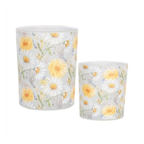 CLEEF.6GL4956 Üveg mécsestartó szett 2 db-os, 7x8/10x13cm, margarétás 142291301