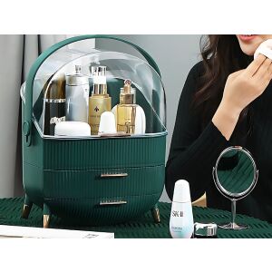 Kozmetikai rendszerező 2 fiókkal és átlátszó fedéllel, zöld - 37x25x18cm 142292037 - Kozmetikai rendszerező
