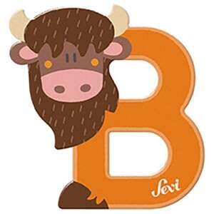 Sevi Holzbuchstabe B mit Tierdesign, orange, Bison - Dekorative Buchstaben
