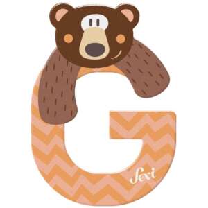 Sevi drewniana litera G z motywem niedźwiedzia, pomarańczowy kolor, dekoracyjna litera do pokoju dziecięcego - Dekoracja pokoju dziecięcego