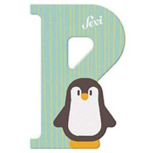 Sevi Holzbuchstabe P mit Pinguin-Design, dekorativer Buchstabe für Kinderzimmer - Dekorative Buchstaben