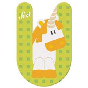 Sevi Holzbuchstabe U mit Einhorn-Design, grüner Hintergrund - Dekorative Buchstaben