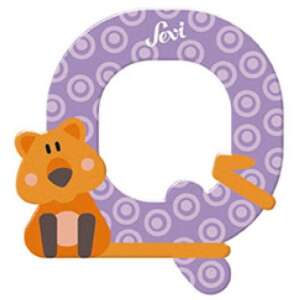 Sevi Holzbuchstabe Q mit Tierdesign, lila und orange, Lernspielzeug für Kinder - Dekorative Buchstaben
